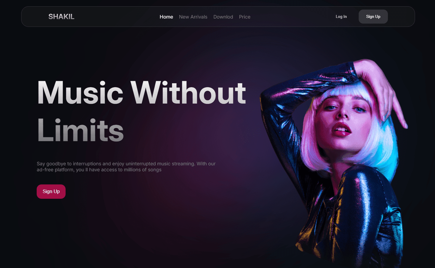 best music landing page example